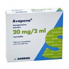 Avapena 20mg 5 X 2 AMPS for Injection, Cloropiramina